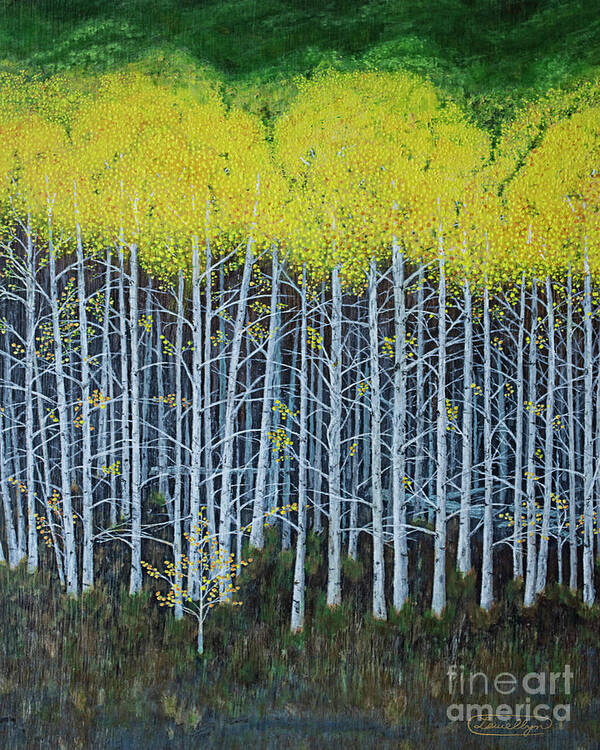  Aspen Trees Art Print featuring the painting Aspen Stand the painting by L J Oakes