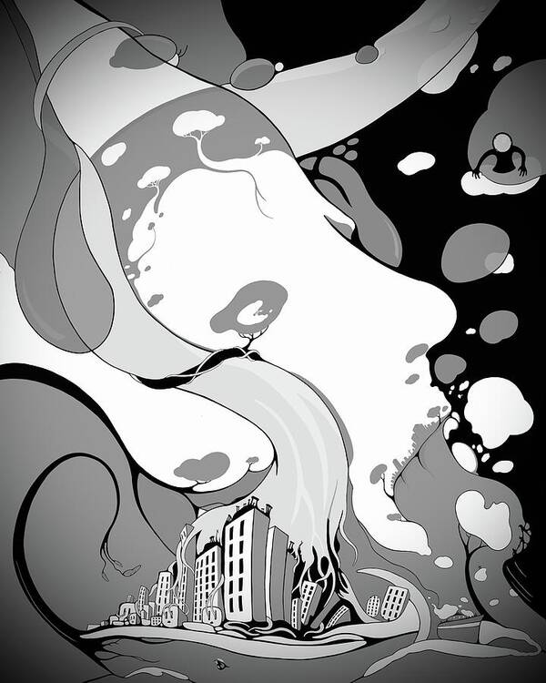 Black And White Art Print featuring the digital art Atrophy Of Consciousness BW by Craig Tilley