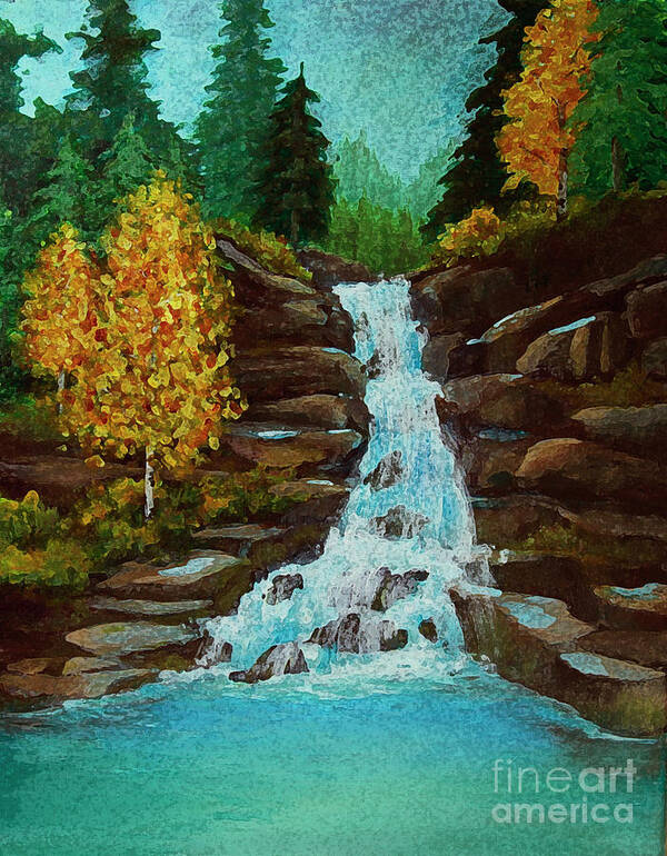 Landscape Art Print featuring the painting Autumn Falls by Jeanette French