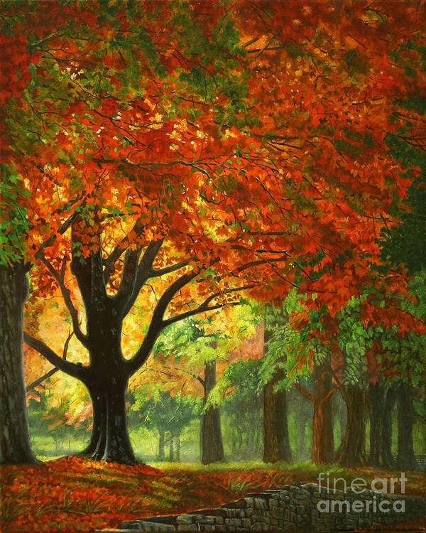Landscape Art Print featuring the painting Autumn Morning by Ken Kvamme