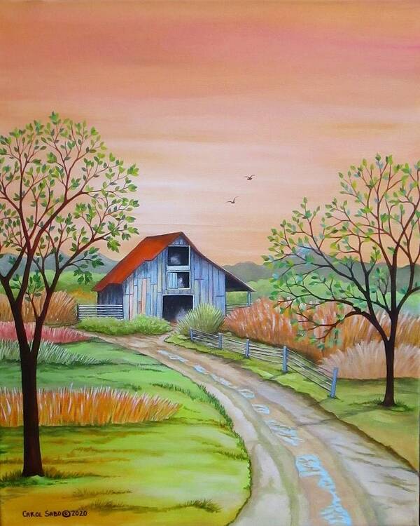 Original Art Print featuring the painting Back to the Barn by Carol Sabo