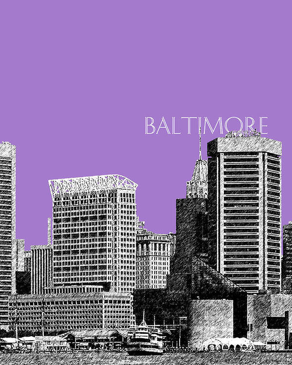Architecture Art Print featuring the digital art Baltimore Skyline 1 - Violet by DB Artist