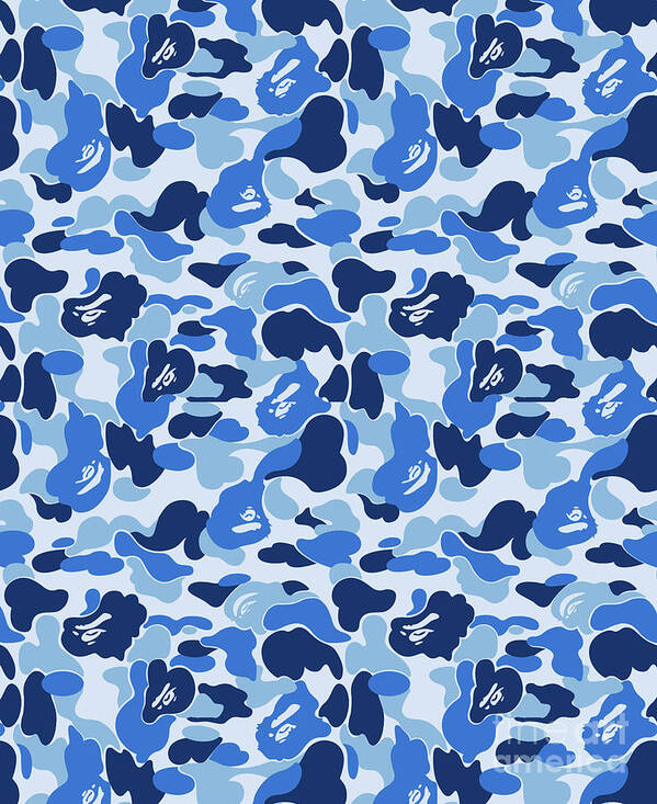 Bappe Blue Camo Art Print by Bape Collab - Pixels