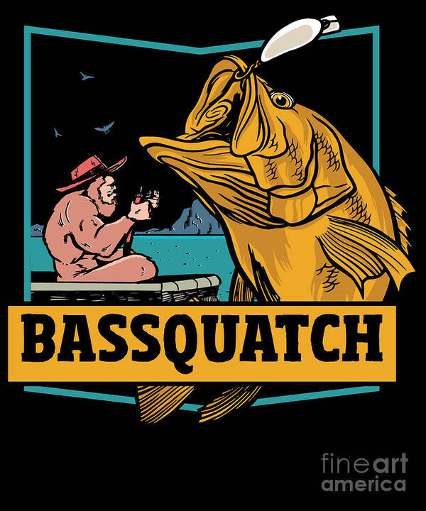 Bassquatch Bass Fishing Bigfoot Fish Hunting Art Print by