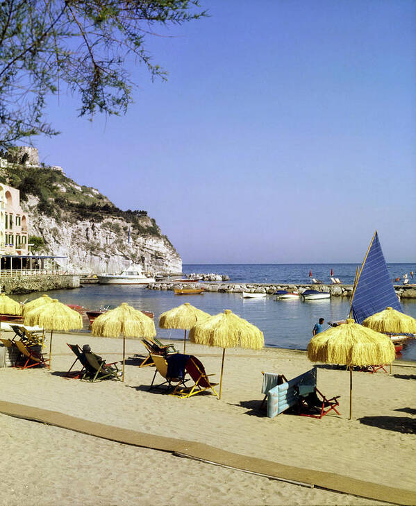 Travel Art Print featuring the photograph Beach at Lacco Ameno, Ischia by Horst P Horst