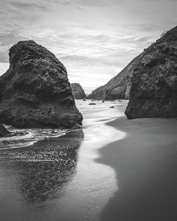 Black And White Photography Art Print featuring the photograph Between Waves by Lupen Grainne