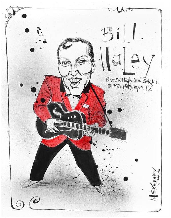  Art Print featuring the drawing Bill Haley by Phil Mckenney