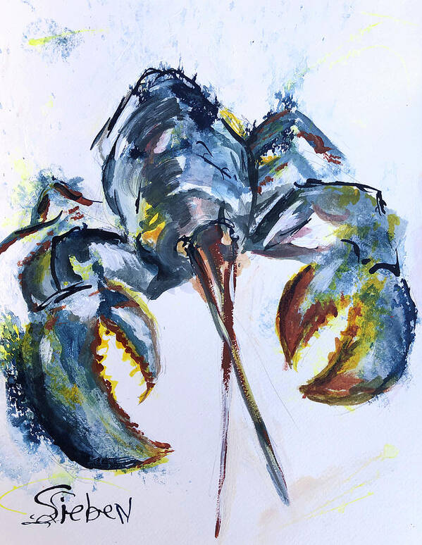 Contemporary Art Print featuring the painting Blue Lobster by Sharon Sieben
