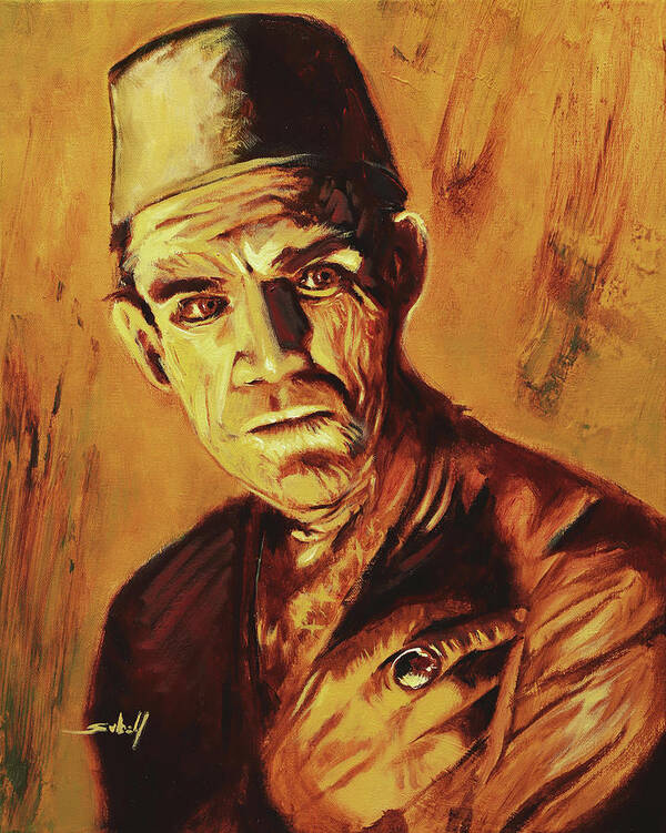 Boris Karloff Art Print featuring the painting Boris Karloff The Mummy by Sv Bell