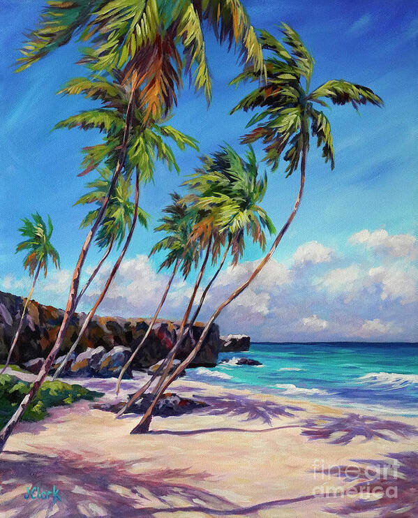 Sand Art Print featuring the painting Bottom Bay Beach Barbados by John Clark