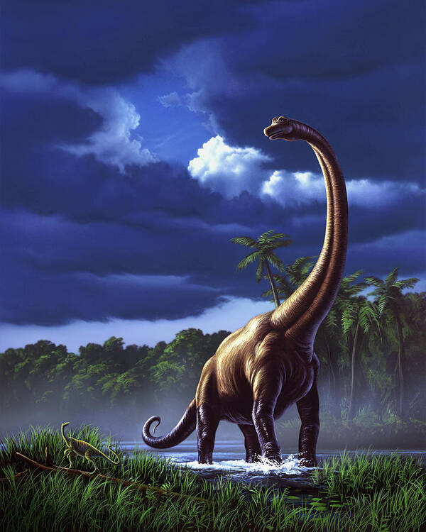 Brachiosaurus Art Print featuring the painting Brachiosaurus by Jerry LoFaro