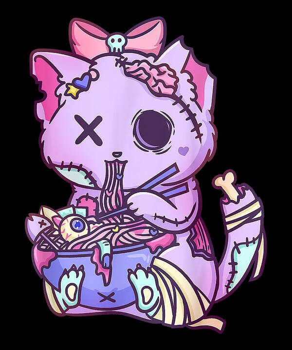 Cute Cat & Skull Pastel Goth