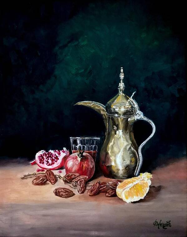  Art Print featuring the painting Breakfast in the Middle East by Raouf Oderuth