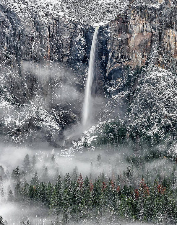 Bridalveil Fall Art Print featuring the photograph Bridalveil Fall in the fog by Rudy Wilms