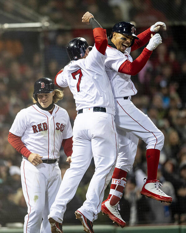 Sport Art Print featuring the photograph Brock Holt and Mookie Betts by Billie Weiss/Boston Red Sox