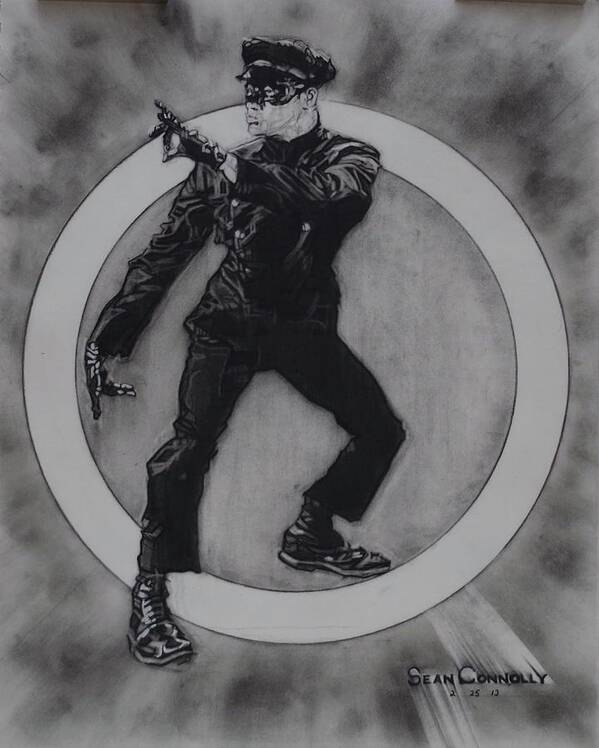 Charcoal Pencil Art Print featuring the drawing Bruce Lee - Kato - 3 by Sean Connolly