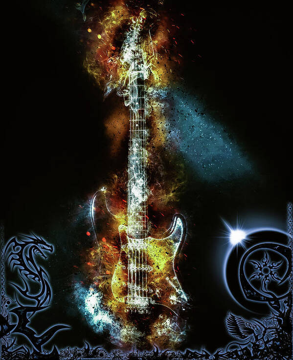 Guitar Art Print featuring the digital art Burn 1 by Michael Damiani