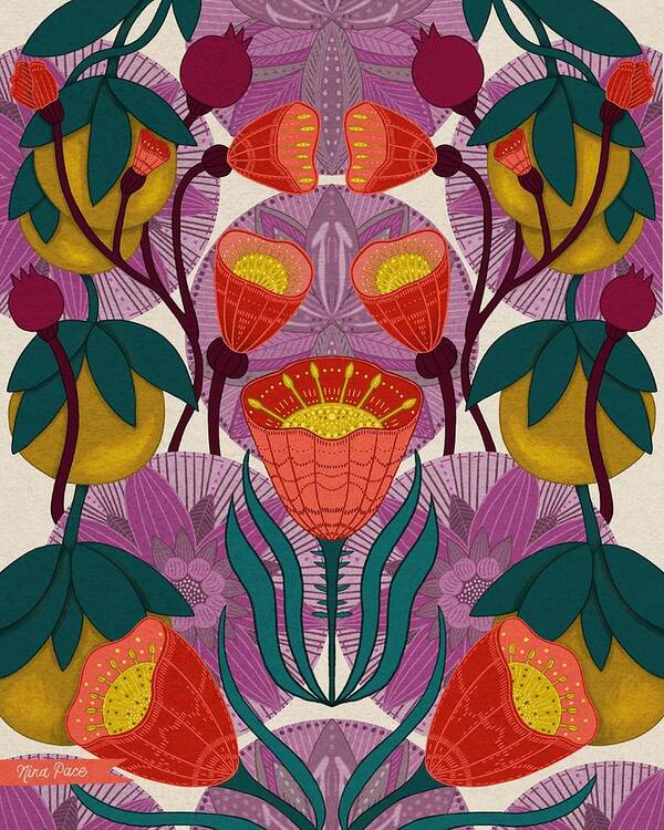 Flower Art Print featuring the digital art Calypso by Nina Pace