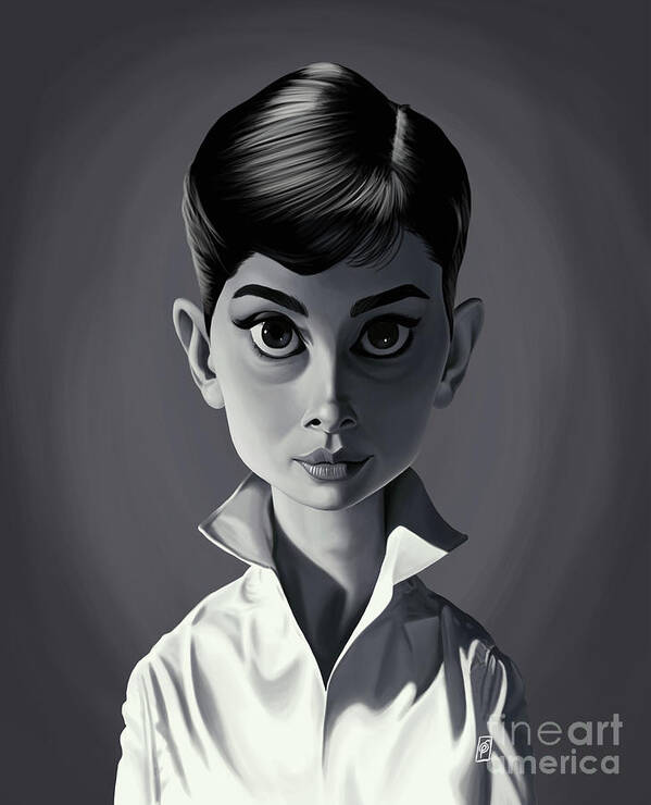 Illustration Art Print featuring the digital art Celebrity Sunday - Audrey Hepburn by Rob Snow