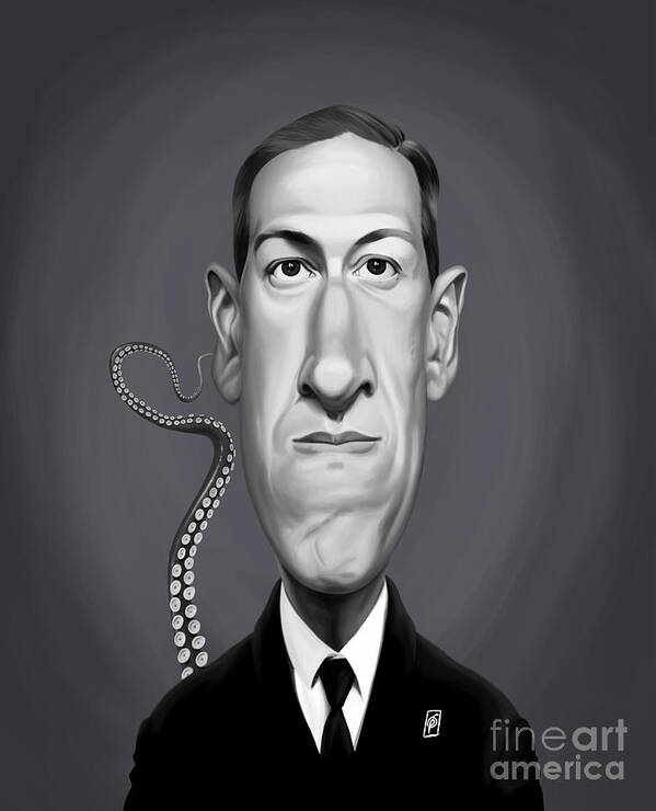 Illustration Art Print featuring the digital art Celebrity Sunday - H.P Lovecraft by Rob Snow