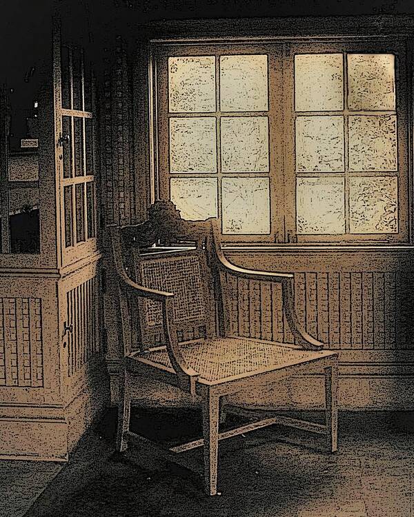 Chair Window Room B&w Sepia Art Print featuring the photograph Chair Window2 by John Linnemeyer