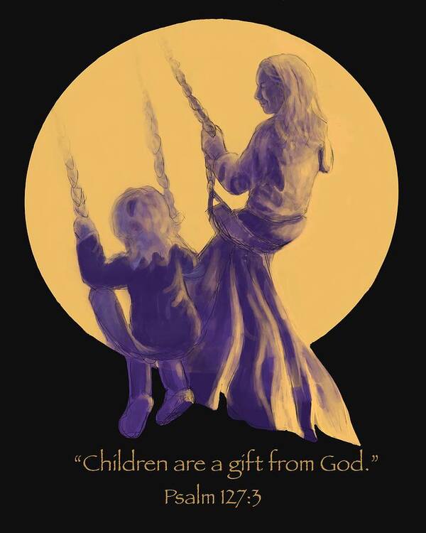 Moon Art Print featuring the digital art Children Are A Gift From God by Larry Whitler