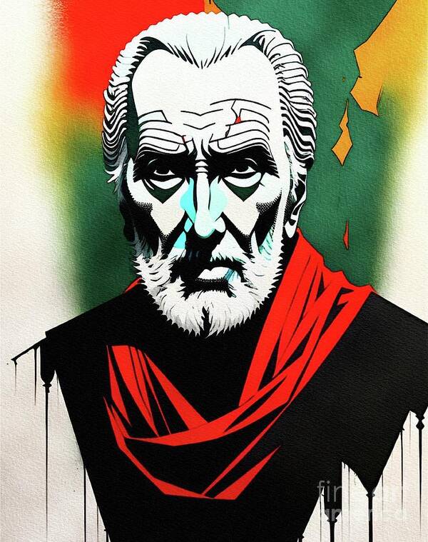 Christopher Art Print featuring the painting Christopher Lee, Actor by Esoterica Art Agency