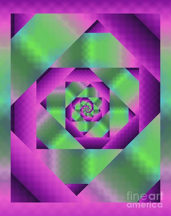 Spiral Art Print featuring the digital art Color Bender Spiral by Rachel Hannah