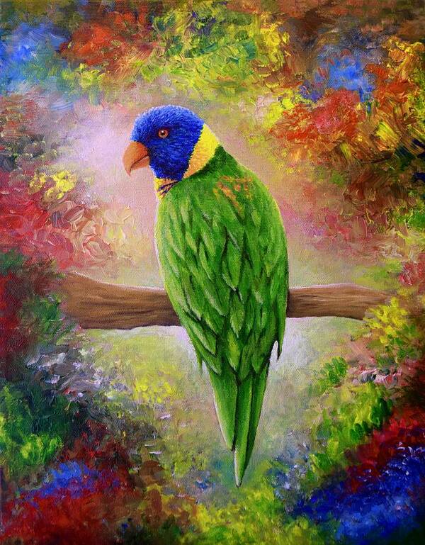 Bird Art Print featuring the painting Colorful Bird 76 by Lucie Dumas