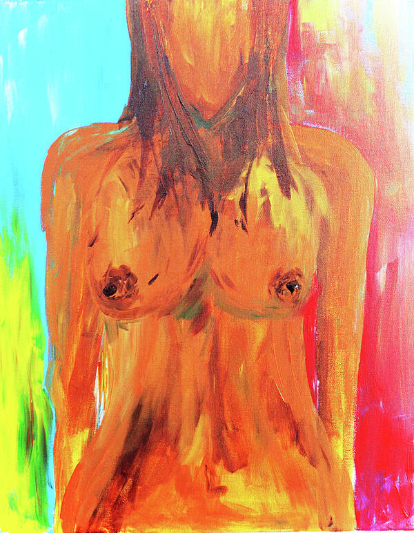 Paintings Art Print featuring the painting Colorful Female nude by Julie Lueders 
