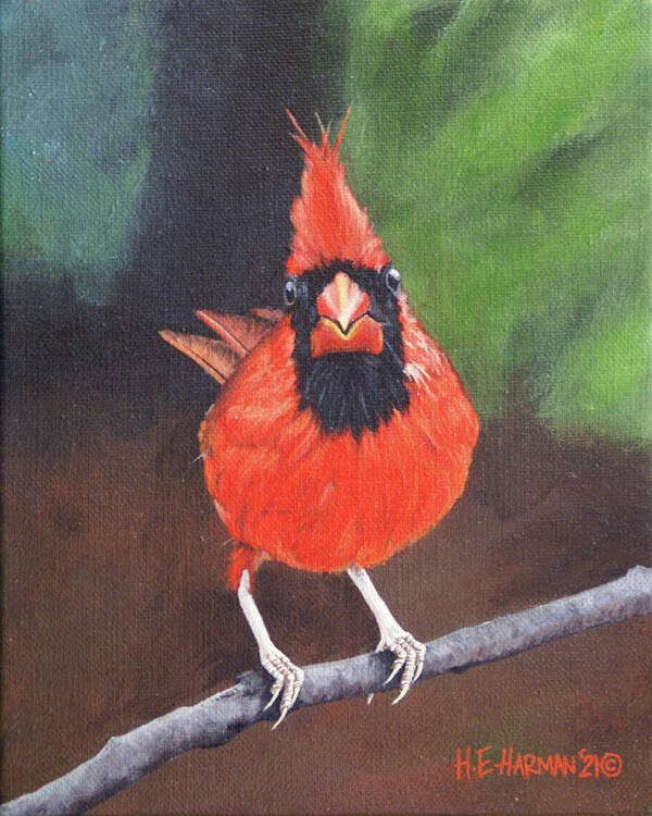 Northern Cardinal Art Print featuring the painting Crested Messenger by Heather E Harman