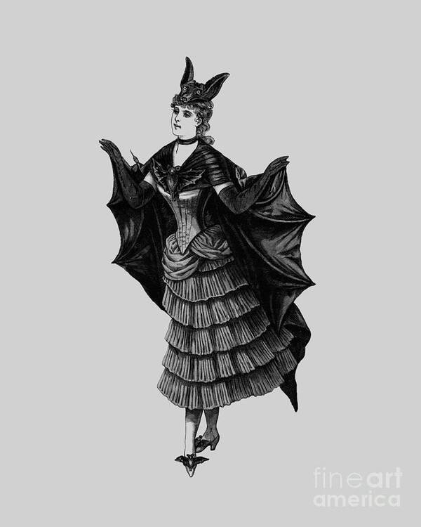 Bat Art Print featuring the digital art Dancing Bat Lady by Madame Memento