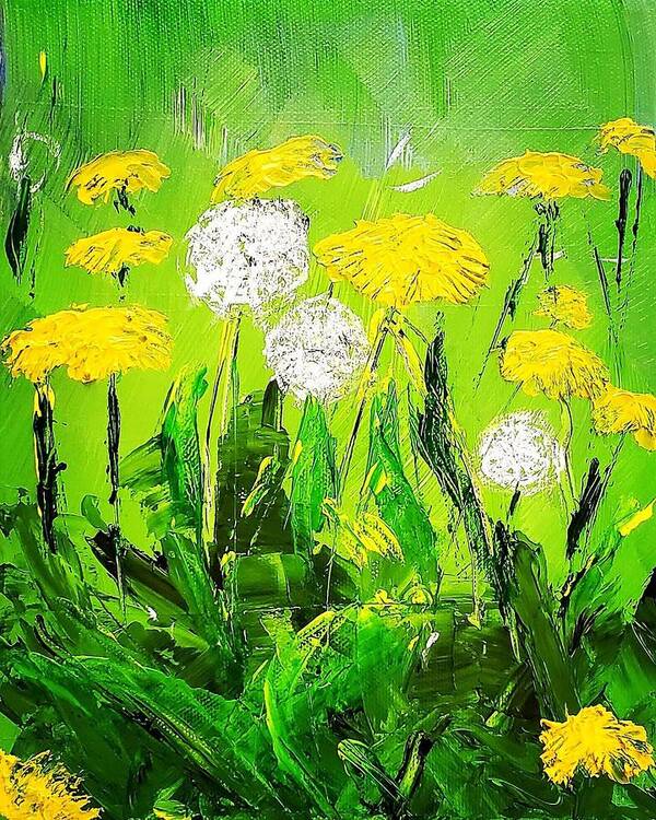  Art Print featuring the painting Dandelions by Amy Kuenzie