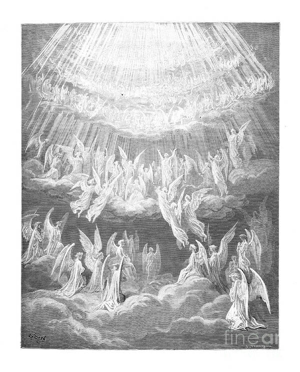 Paradiso Art Print featuring the photograph Dante Paradise by Gustave Dore u11 by Historic illustrations