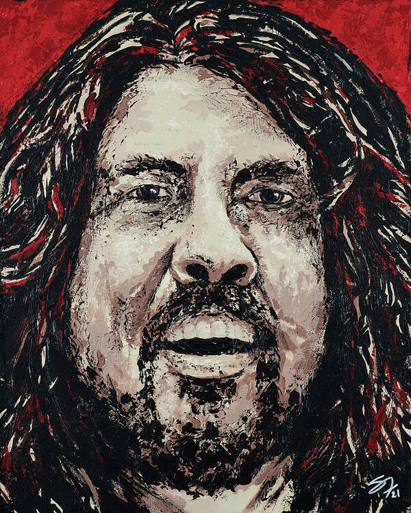 Dave Grohl Art Print featuring the painting Dave Grohl My Hero by Steve Follman