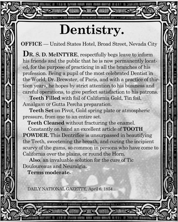 Dentist Art Print featuring the digital art Dentistry 1854 Nevada City by Lisa Redfern