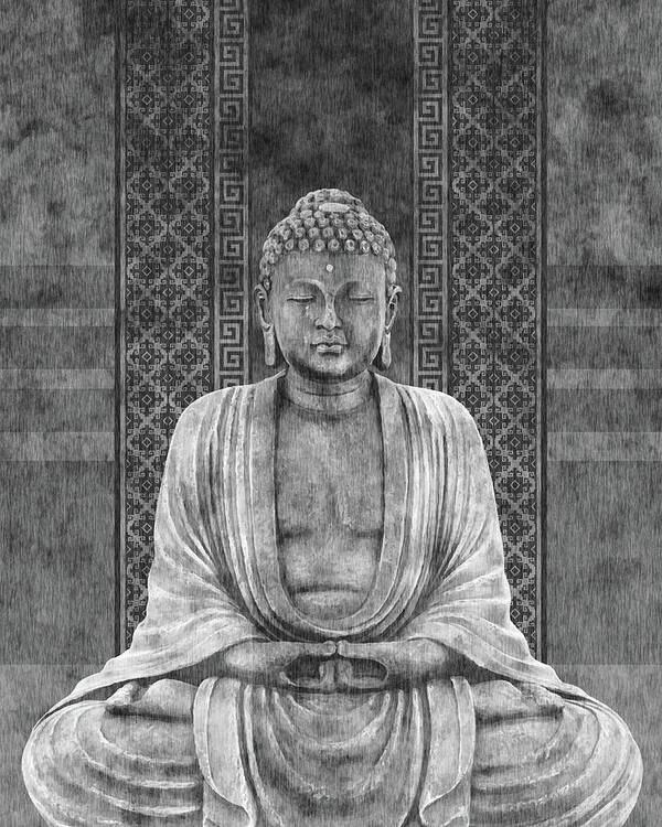 Buddha Art Print featuring the mixed media Dhyana - Buddha in Meditation 03 by Studio Grafiikka