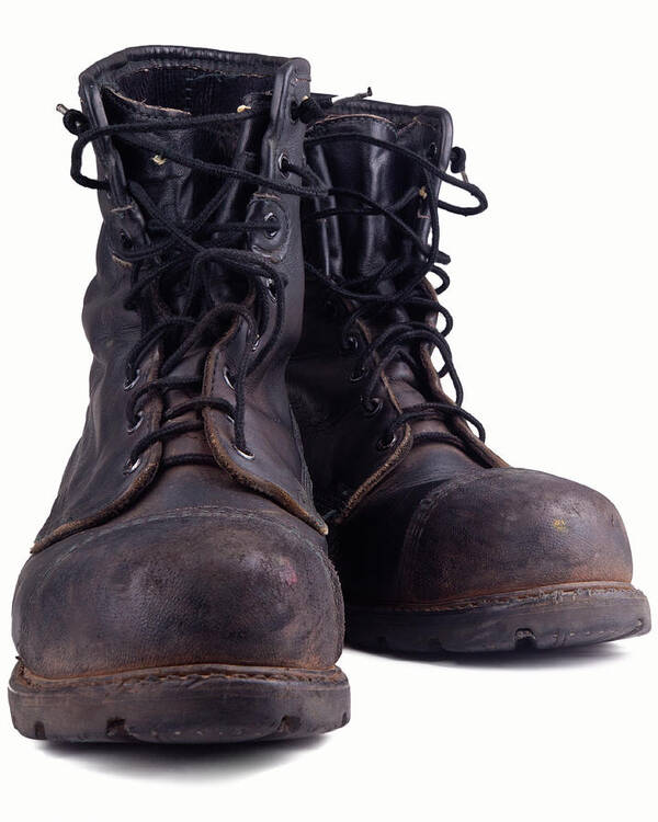 Toughness Art Print featuring the photograph Dirty Old Combat Boot by Lathuric