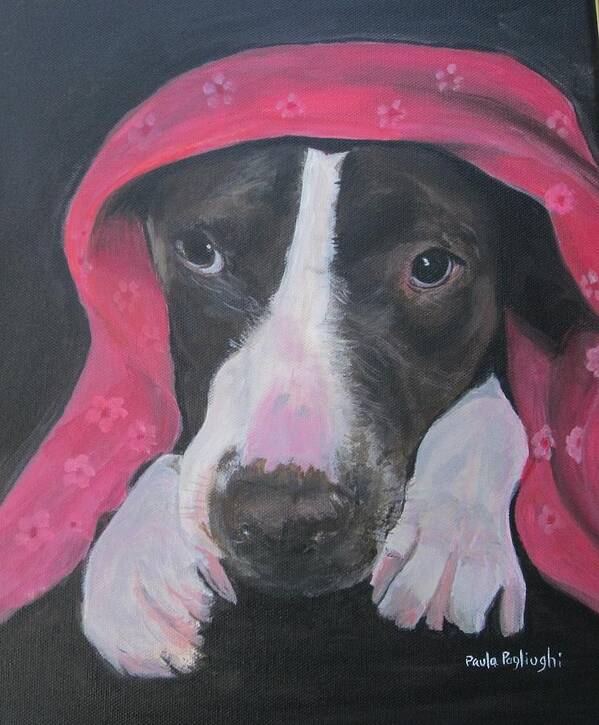 Painting Art Print featuring the painting Dog and Blanket by Paula Pagliughi