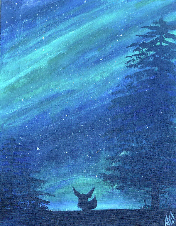 Eevee Art Print featuring the painting Eevee's Sky by Ashley Wright