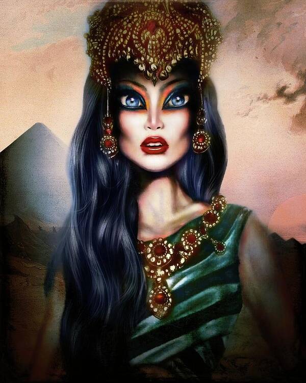Blue Art Print featuring the painting Hatshepsut Painting by Tiago Azevedo Pop Surrealism Art by Tiago Azevedo