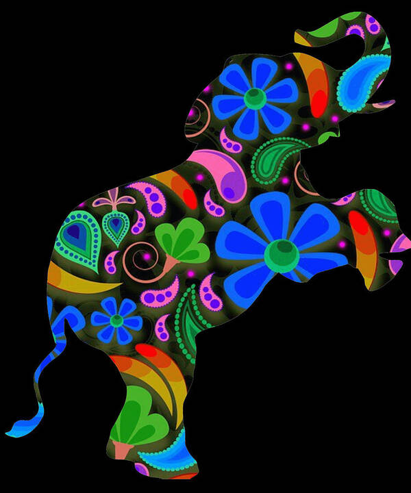 Elephant Art Print featuring the digital art Elephant Animal Zoo 683 by Lin Watchorn