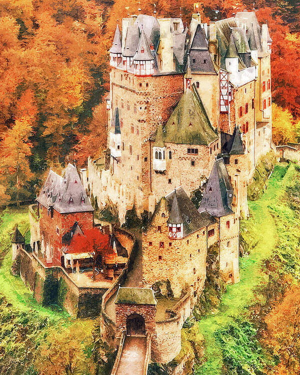 Eltz Art Print featuring the painting Eltz Castle - 01 by AM FineArtPrints