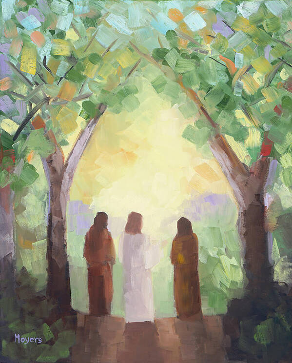 Easter Art Print featuring the painting Emmaus Road by Mike Moyers