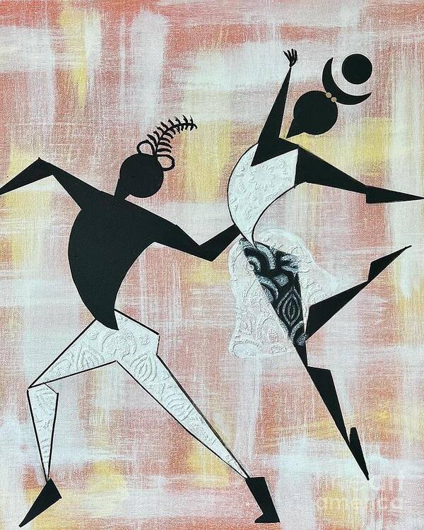 Black Dancers Art Print featuring the painting Endurance and Harmony by D Powell-Smith