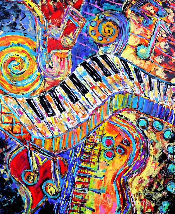 Music Art Print featuring the painting Energy In Music by Jeremy Aiyadurai