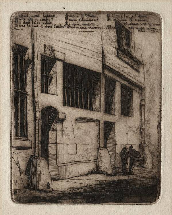 Etchings Of Paris The Street Of The Bad Boys 1854 Charles Meryon Art Print featuring the painting Etchings of Paris The Street of the Bad Boys 1854 Charles Meryon by MotionAge Designs