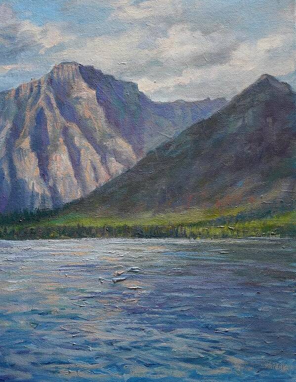 Glacier National Park Art Print featuring the painting Evening Shadows - Glacier National Park by Laurie Snow Hein