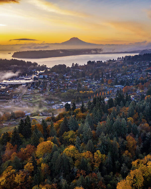 Drone Art Print featuring the photograph Fall Morning by Clinton Ward