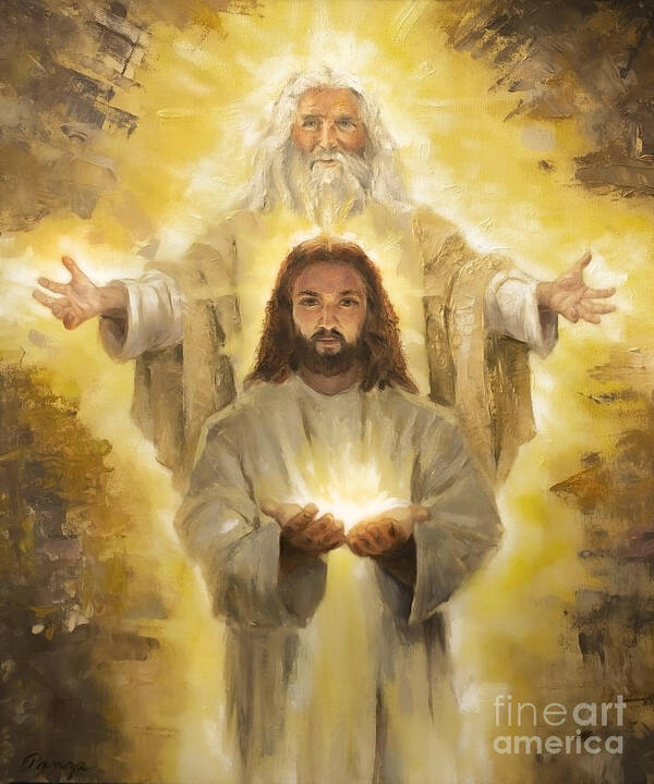 God Art Print featuring the painting Father, Son, and Holy Spirit by Christopher Panza